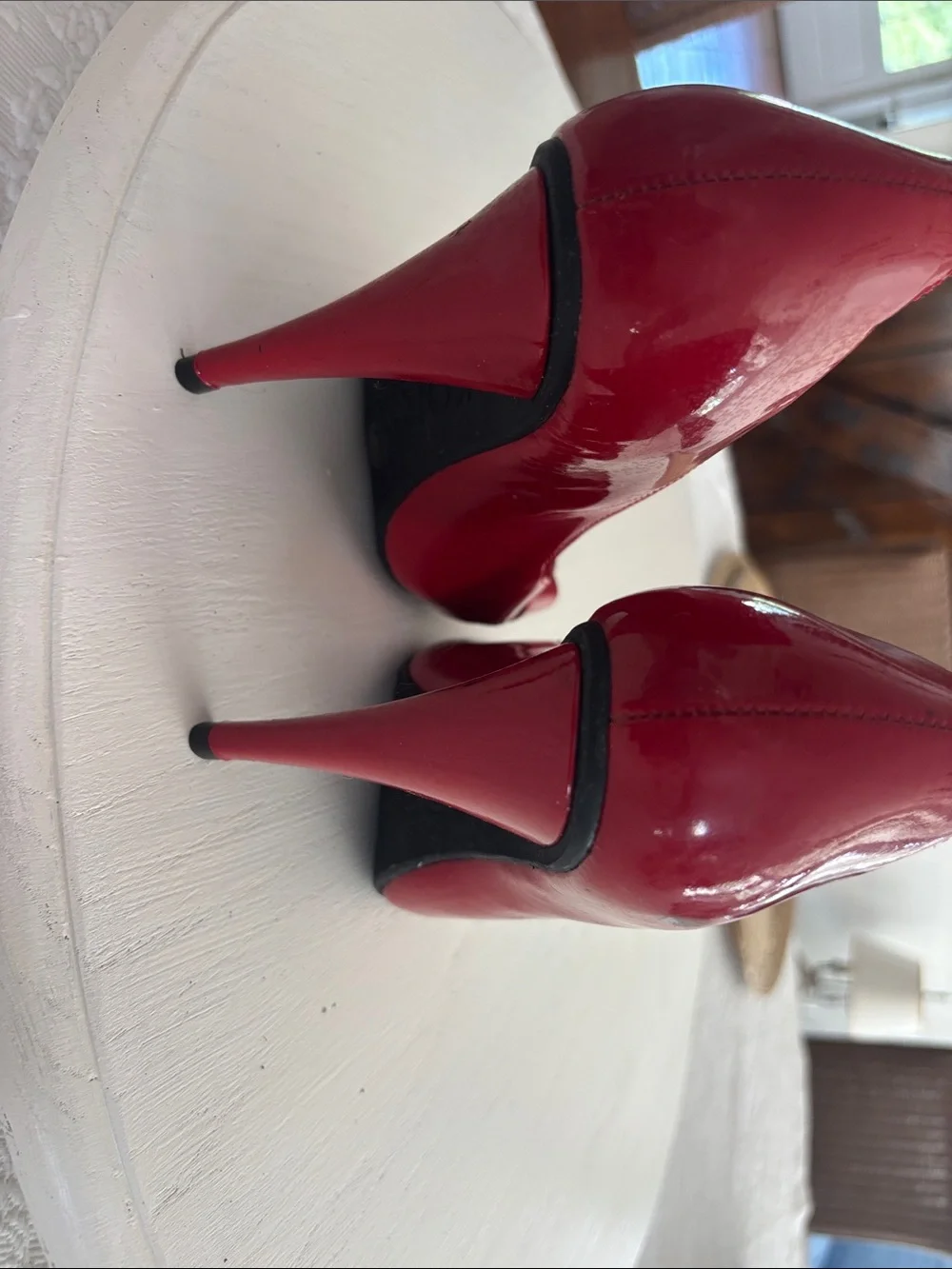 MICHAEL KORS Red Patent Peep-Toe Heels